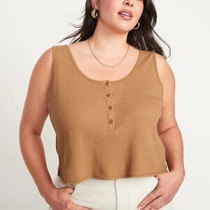 2X • Old Navy • Thermal-Knit Cropped Henley Tank Top